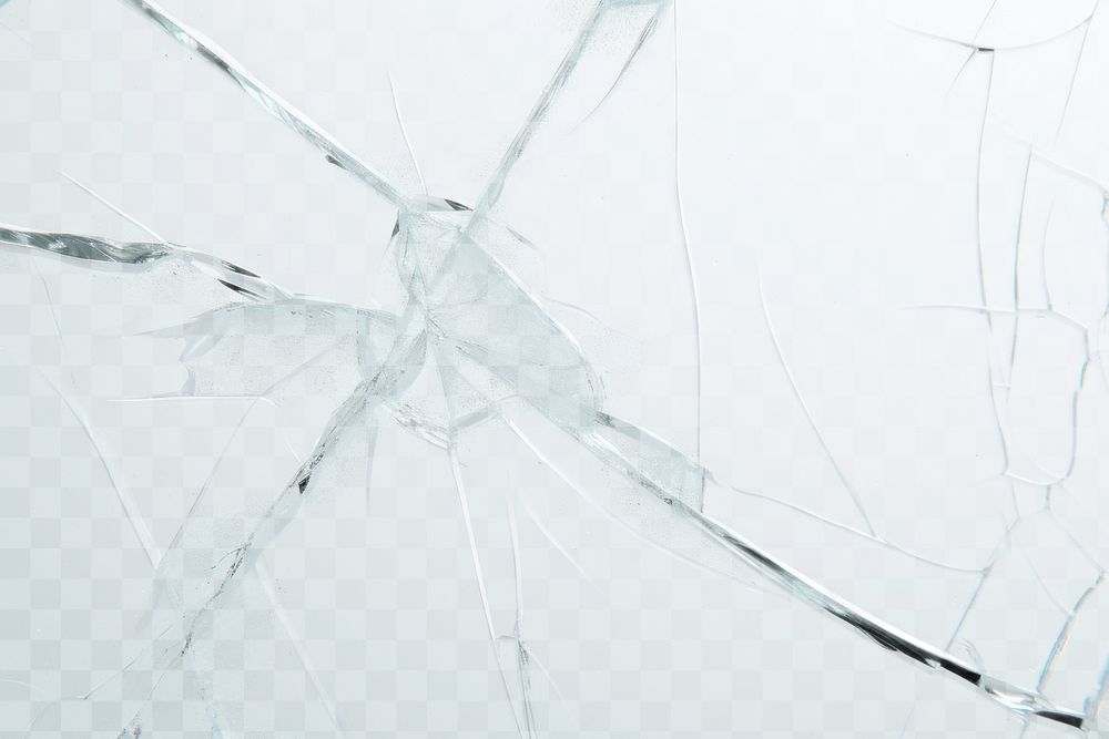 Cracked glass png texture overlay effect, transparent background