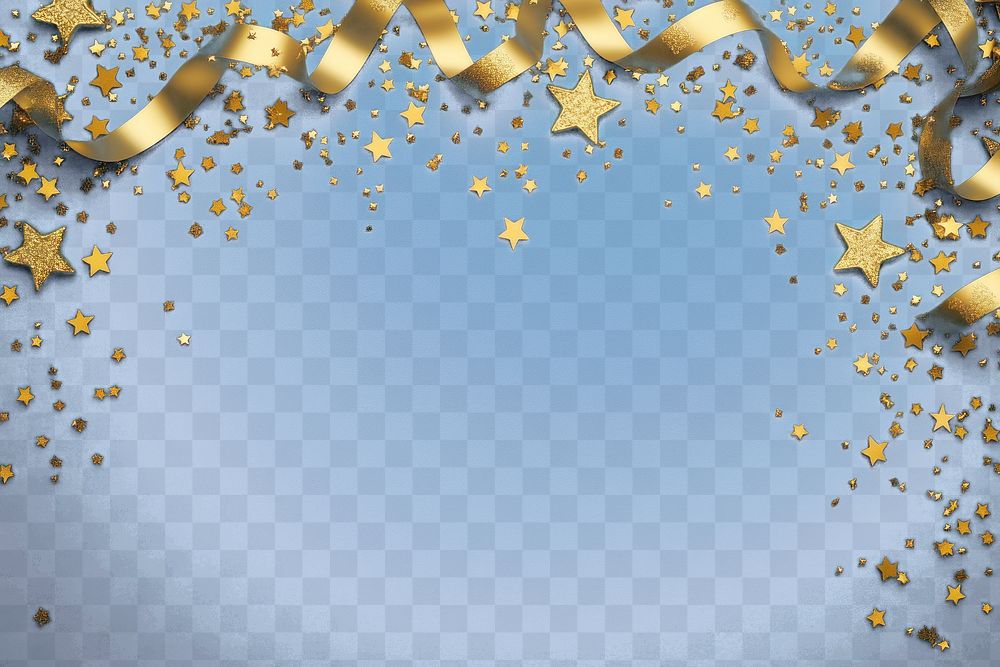 Illustration of golden stars and ribbons confetti symbol paper.