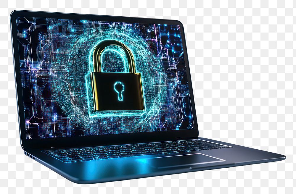 PNG Digital padlock in front of a laptop computer as concept for cyber security and data protection technology digital…