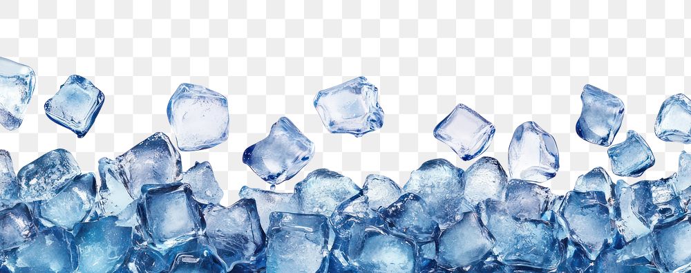 PNG Pile of ice cubes beverages crystal blue.