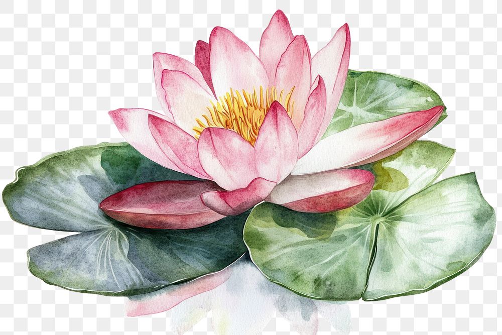 PNG  Water lily art illustration watercolor.