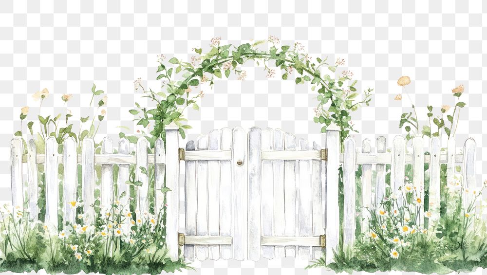 PNG  Wooden arch garden fence illustration.