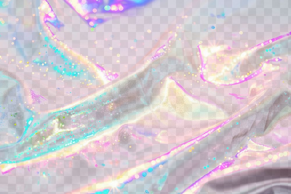 Vibrant holographic sparkling fabric png overlay effect, transparent background