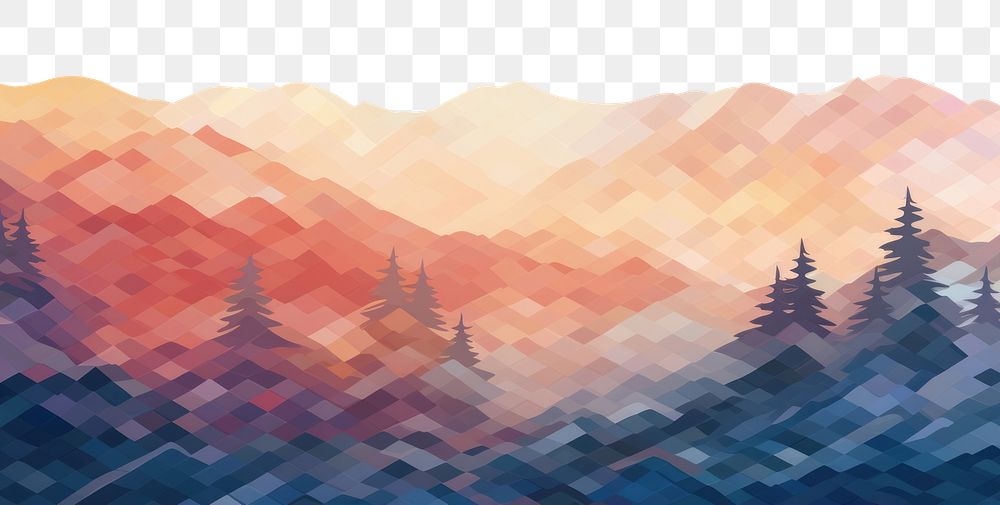 PNG Abstract mountain landscape illustration border, transparent background