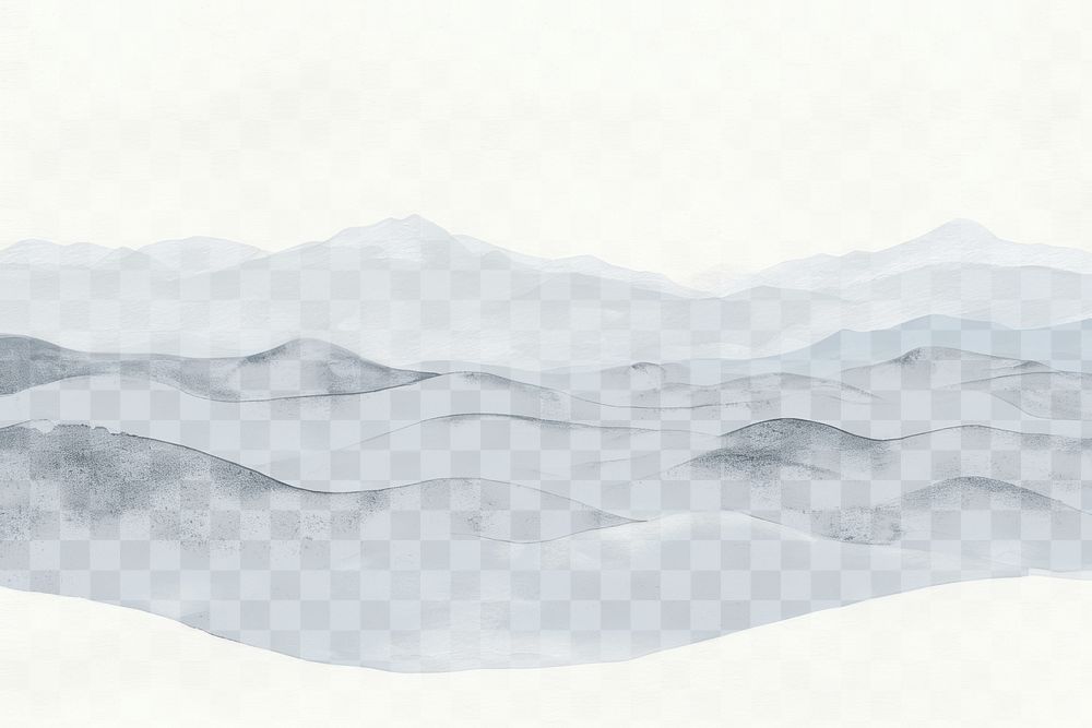 Serene watercolor mountain  png paint texture overlay, transparent background