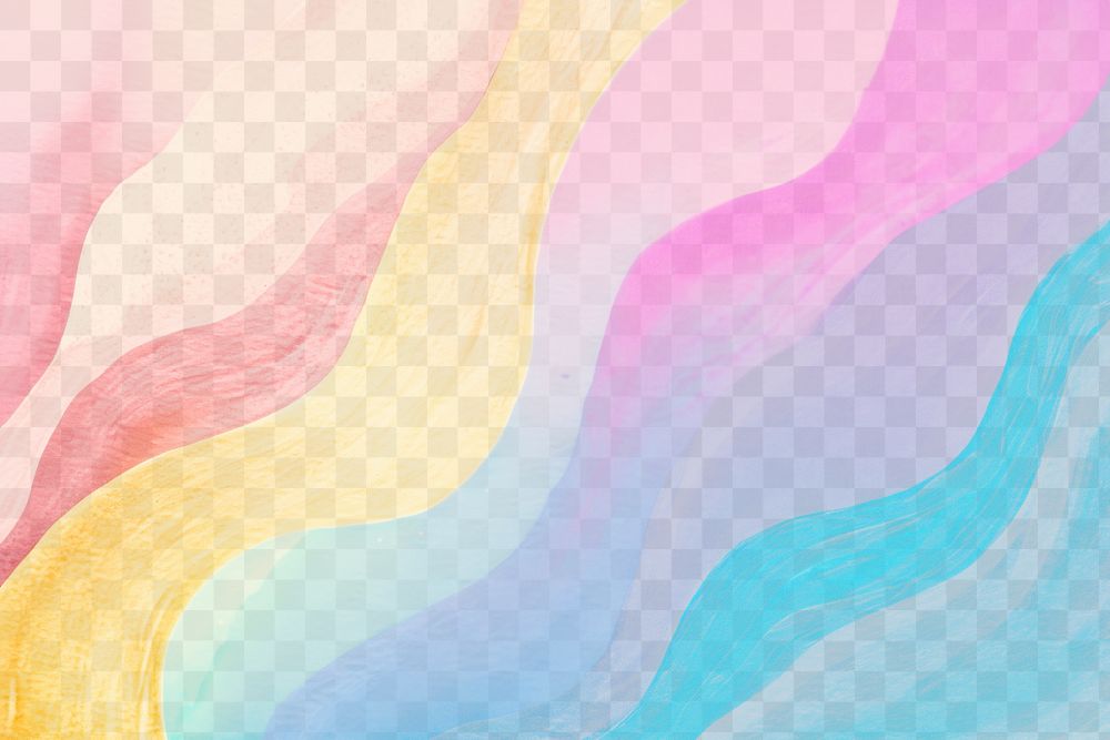 Vibrant abstract rainbow waves  png paint texture, transparent background