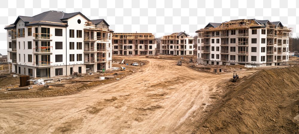 PNG Real condominium complex architecture construction buildings.