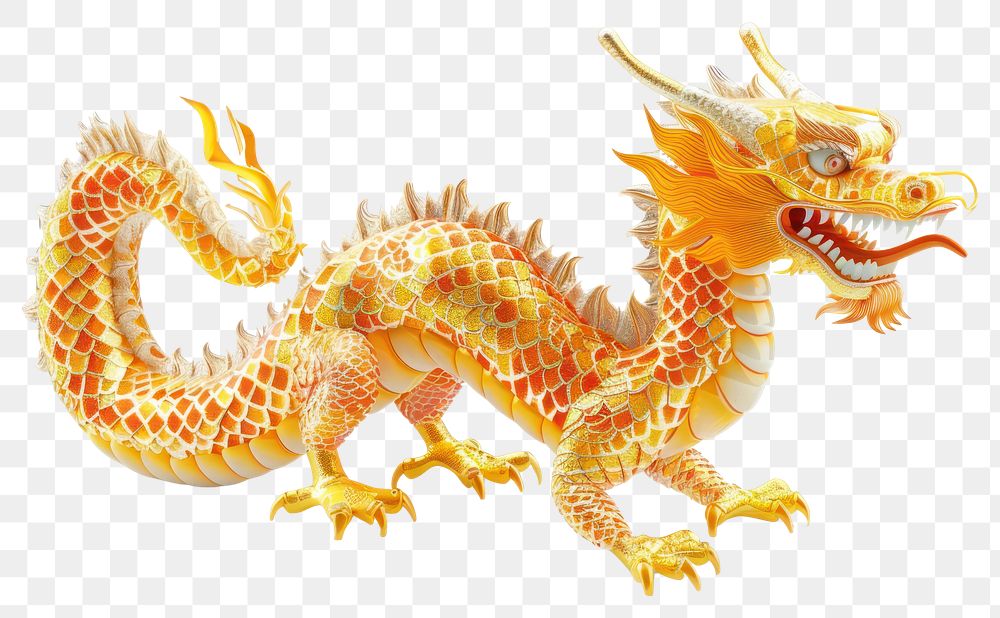 PNG Chinese dragon illustration golden fire-breathing.