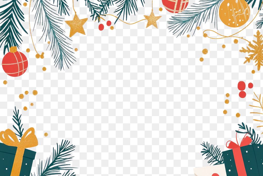 PNG Christmas minimal light border ornaments red illustration.