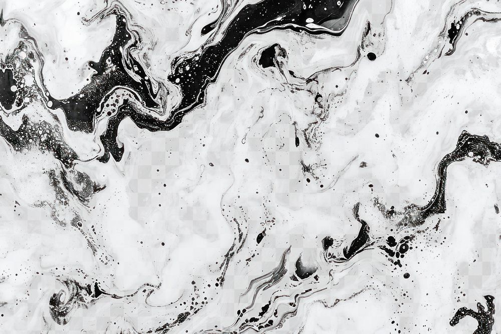 Abstract black white marble  png overlay effect, transparent background