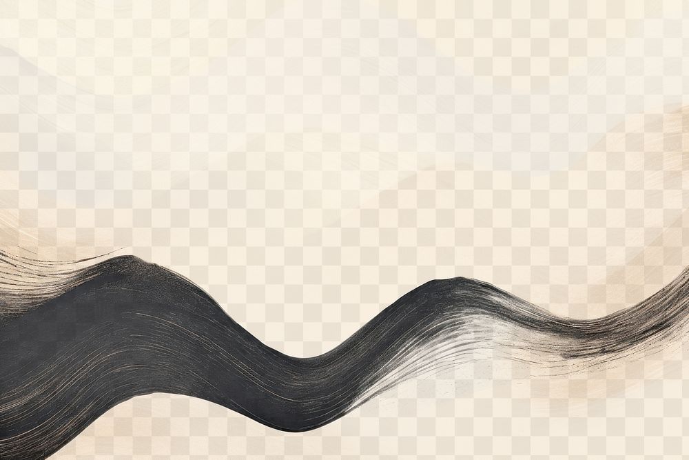 Abstract wavy beige black  png paint texture overlay, transparent background