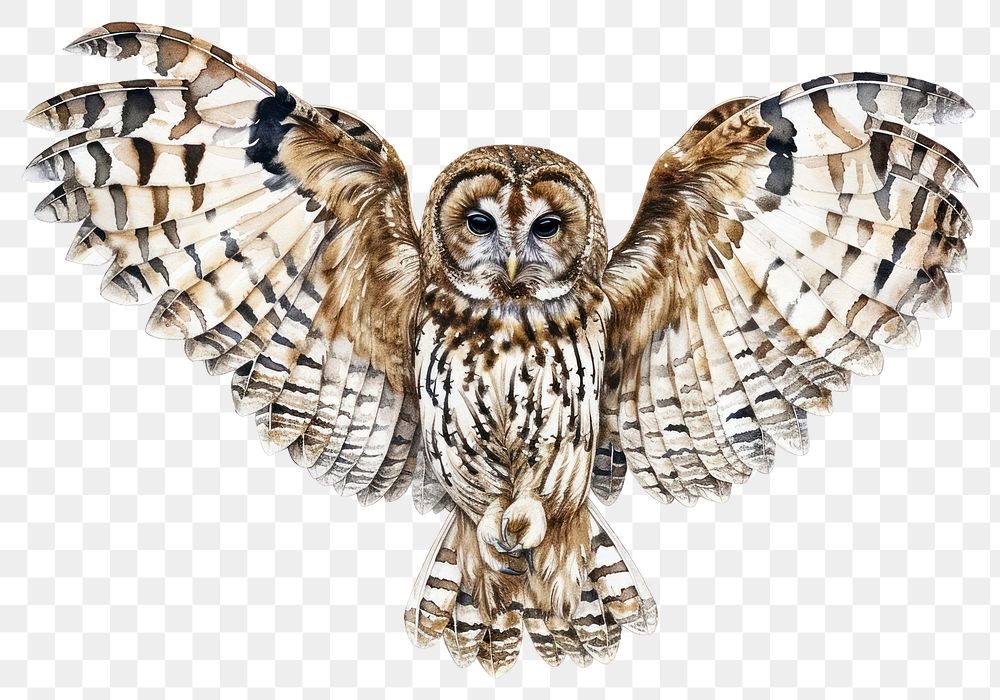 PNG Detailed owl illustration with wings