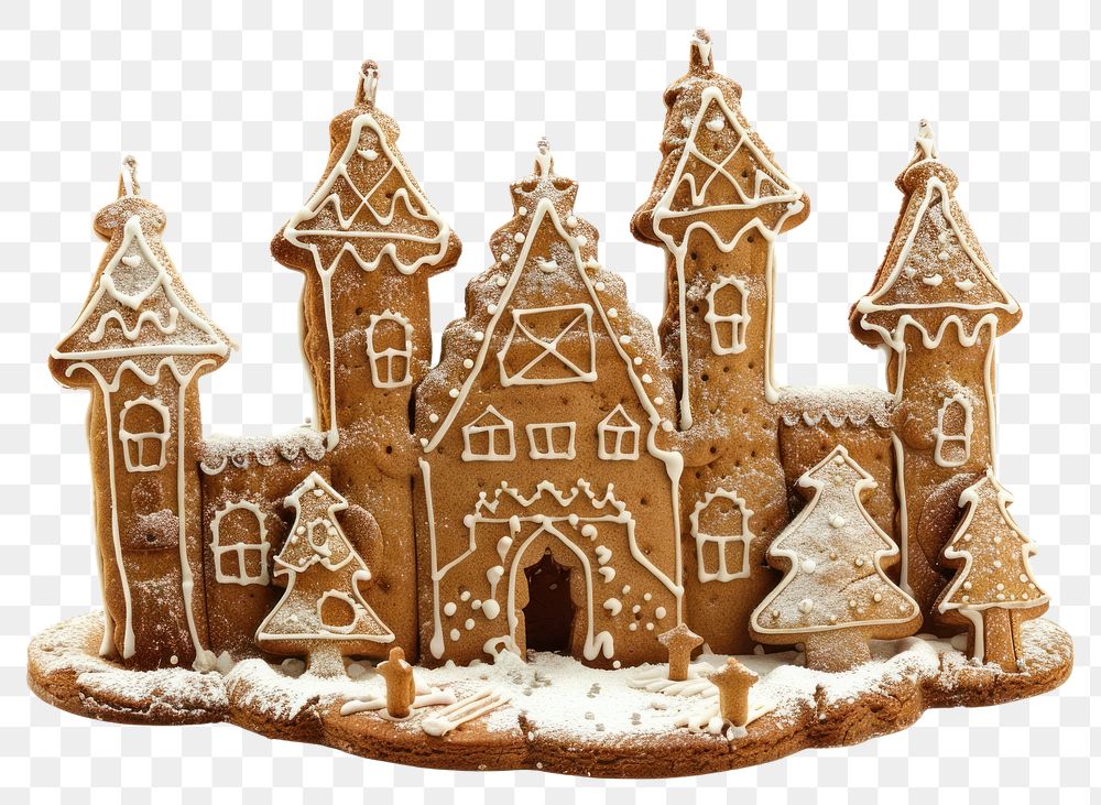 PNG Festive gingerbread castle decoration