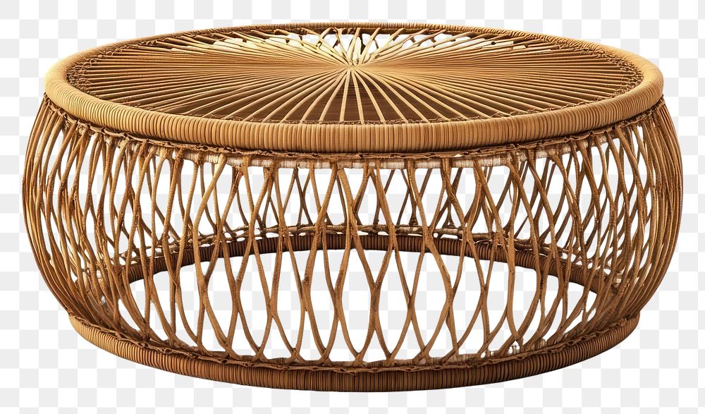 PNG Minimal rattan coffee table furniture round handcrafted.