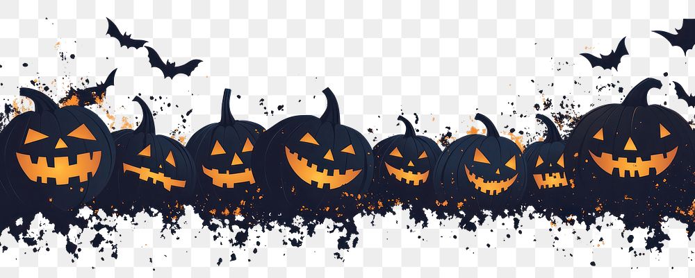 PNG Vector Halloween pumpkins border halloween illustration decoration.