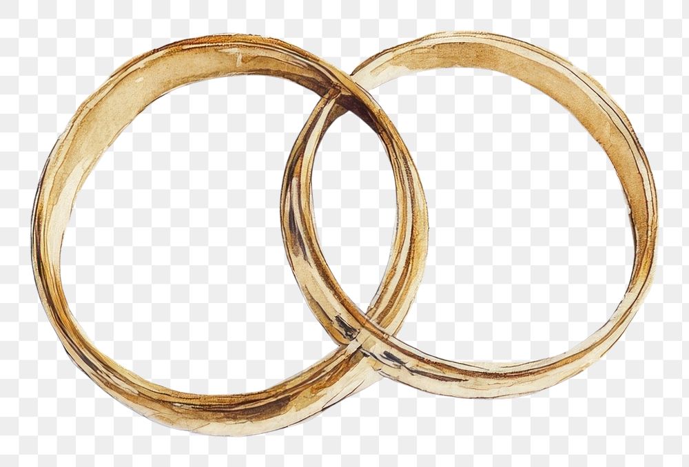 PNG Wedding rings watercolor wedding gold.