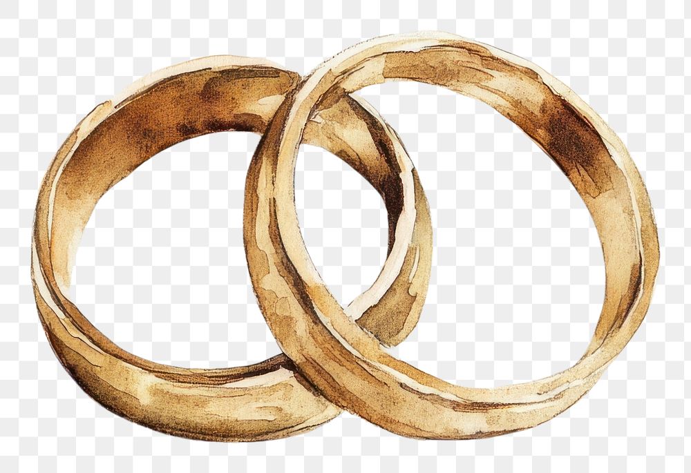 PNG Wedding rings watercolor wedding illustration.