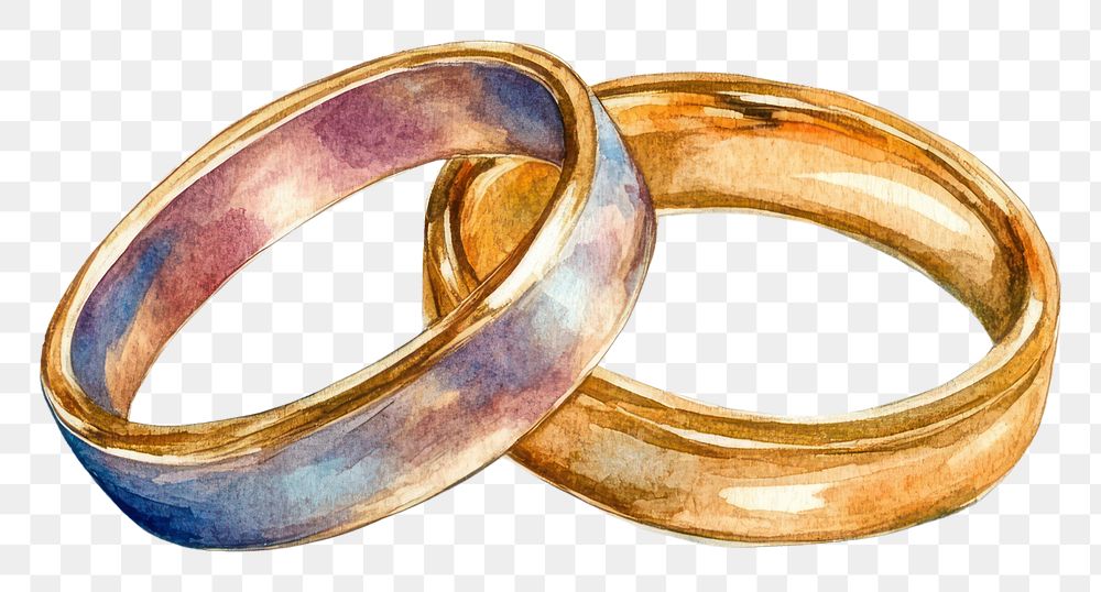 PNG Wedding rings illustration watercolor accessories.