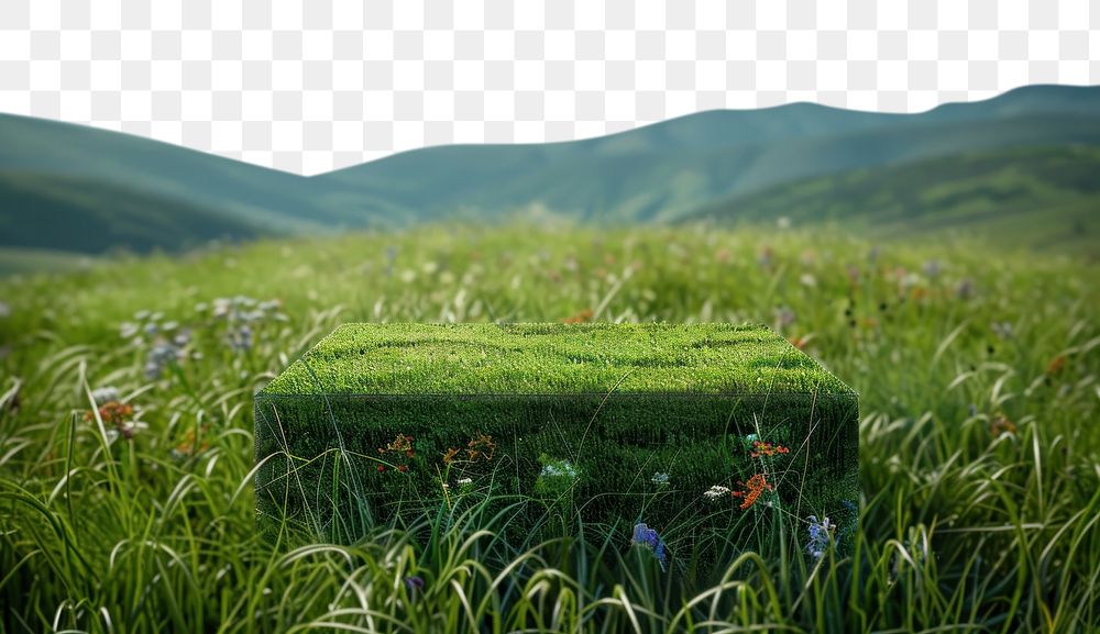 PNG Product podium with a wildflower hills grass vegetation landscape.