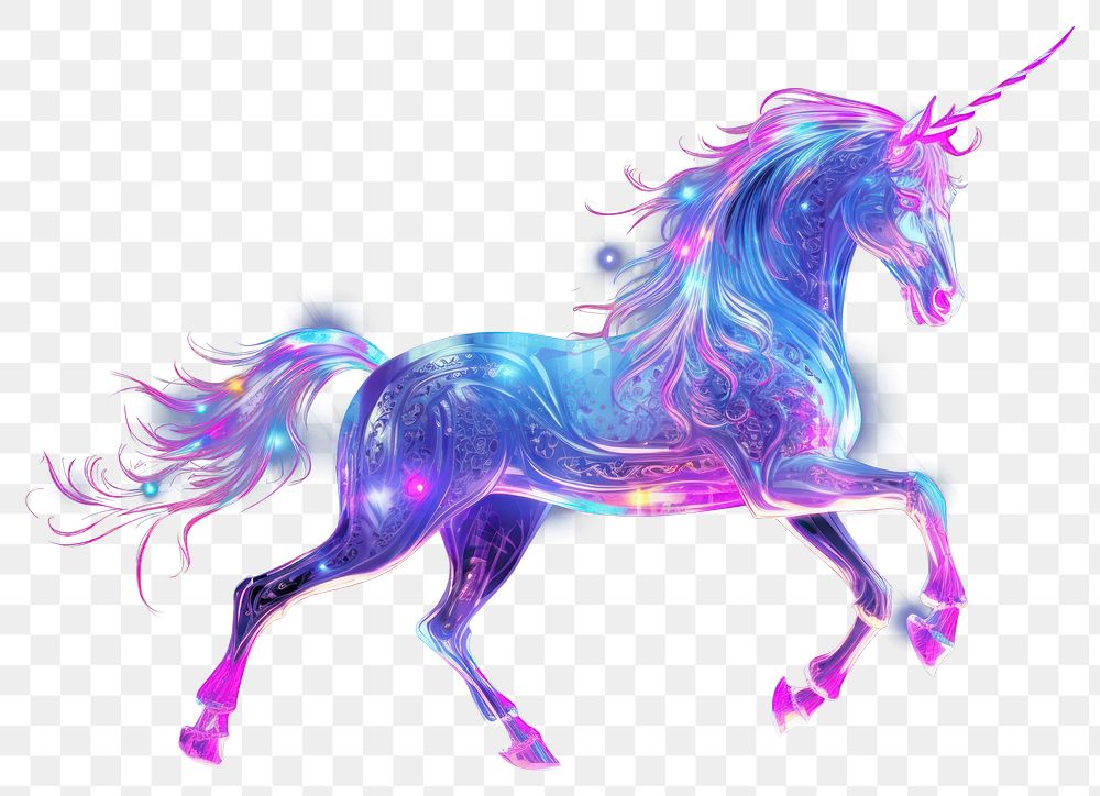 PNG Neon unicorn animal mammal horse.