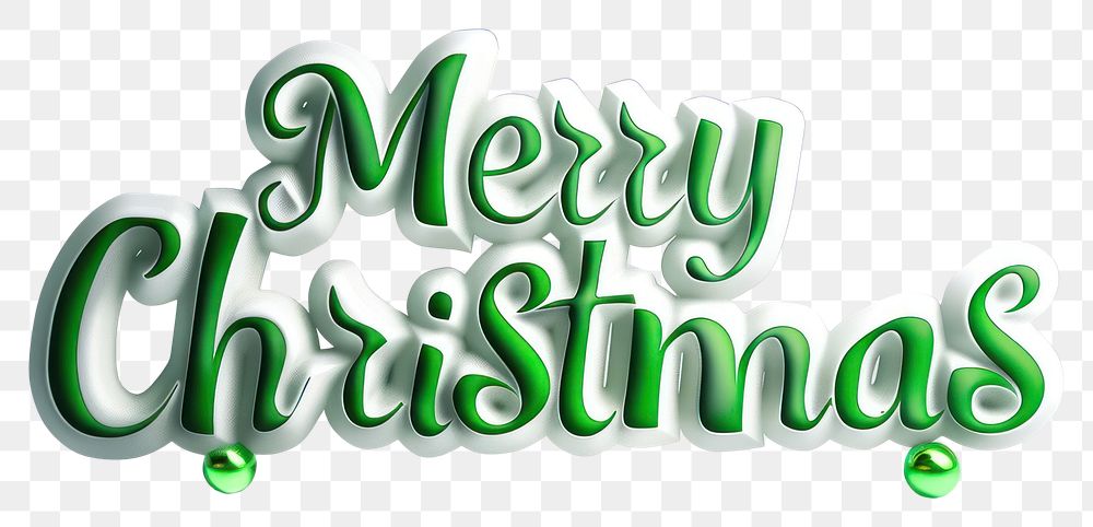 PNG Festive green Merry Christmas text