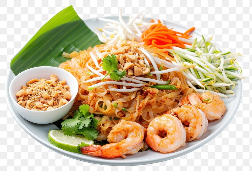 PNG Pad thai noodle pasta plate.