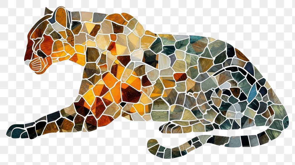 PNG Mosaic tiles of leopard animal mammal shape.