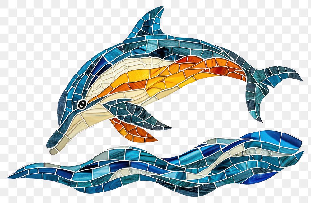 PNG Mosaic tiles of dolphin animal nature shape.