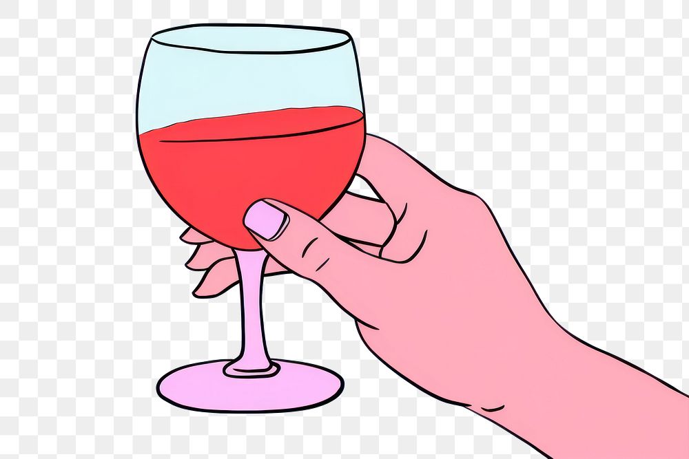 PNG Hand holding wine glass illustration