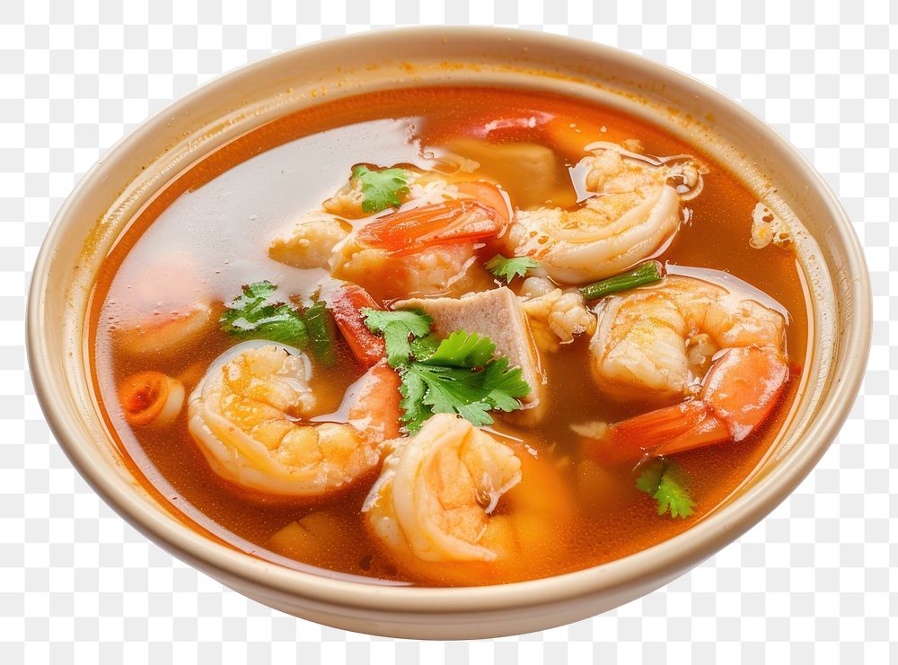 PNG Tom Yum Krung bowl soup food.