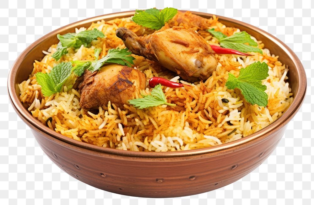 PNG Chicken biryani food meat white background.