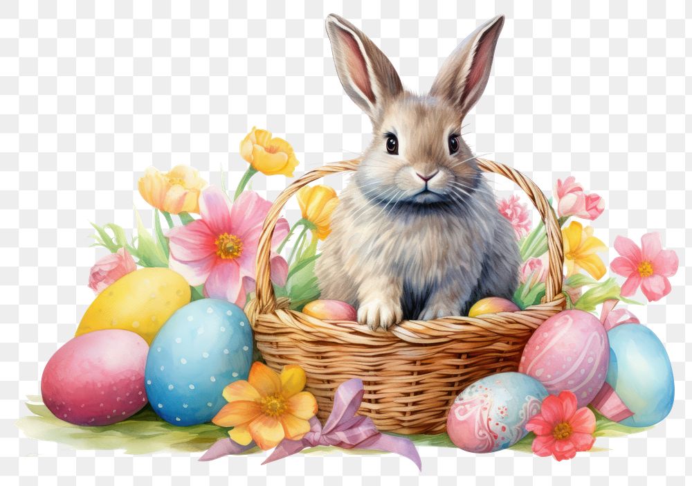 PNG Easter bunny egg basket rodent.