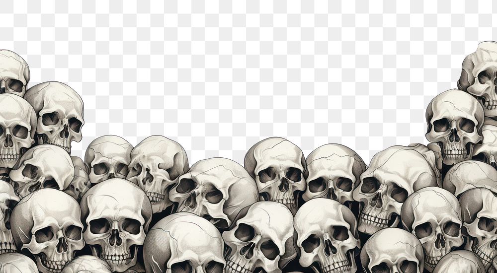 PNG Skull line horizontal border backgrounds accessories copy space.