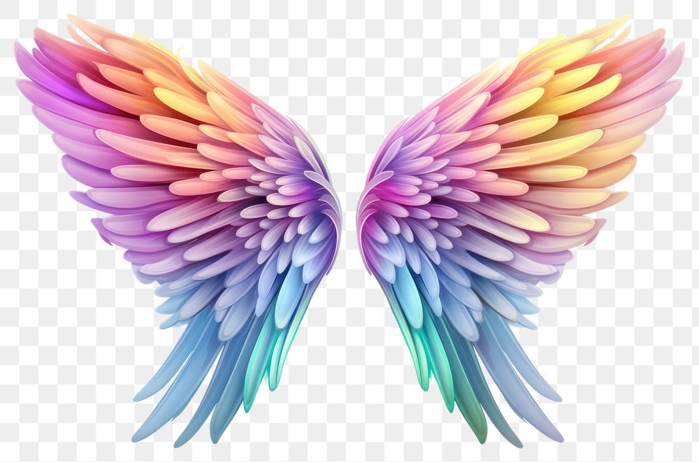 PNG Rainbow angel wing purple white background lightweight.