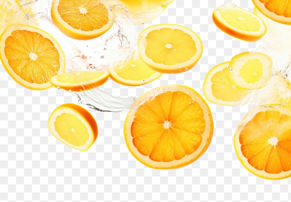 PNG Photo of flying citrus slices backgrounds grapefruit lemon.