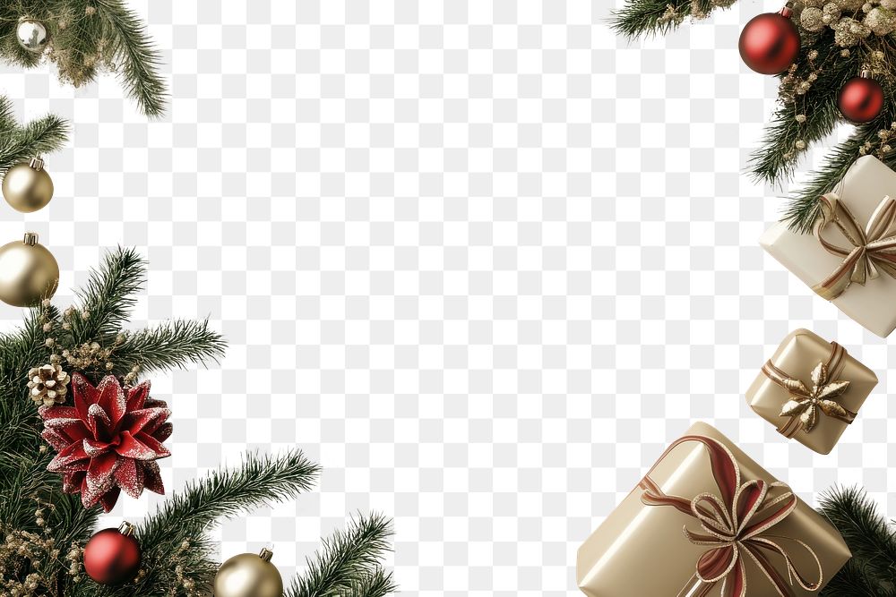 PNG Christmas and New Year christmas decorations background.