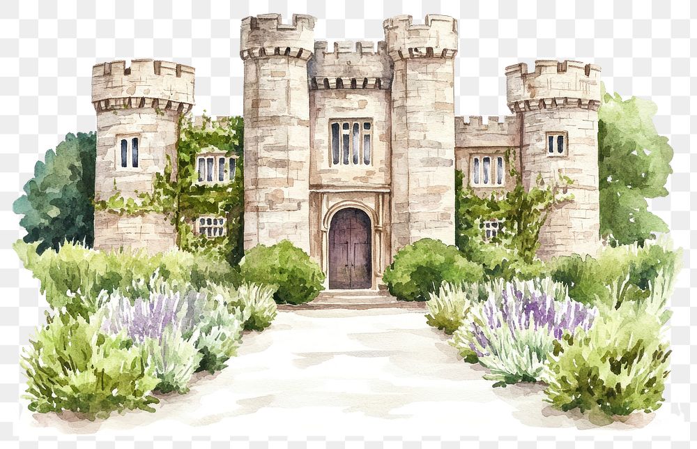 PNG Castle architecture illustration watercolor.