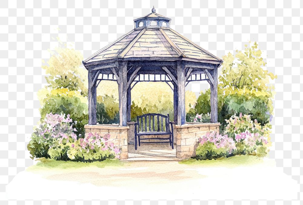 PNG Gazebos gazebo illustration watercolor.