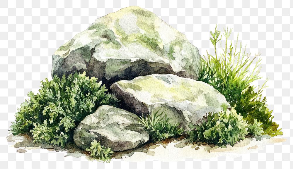 PNG Mossy Rocks plants rocks illustration.