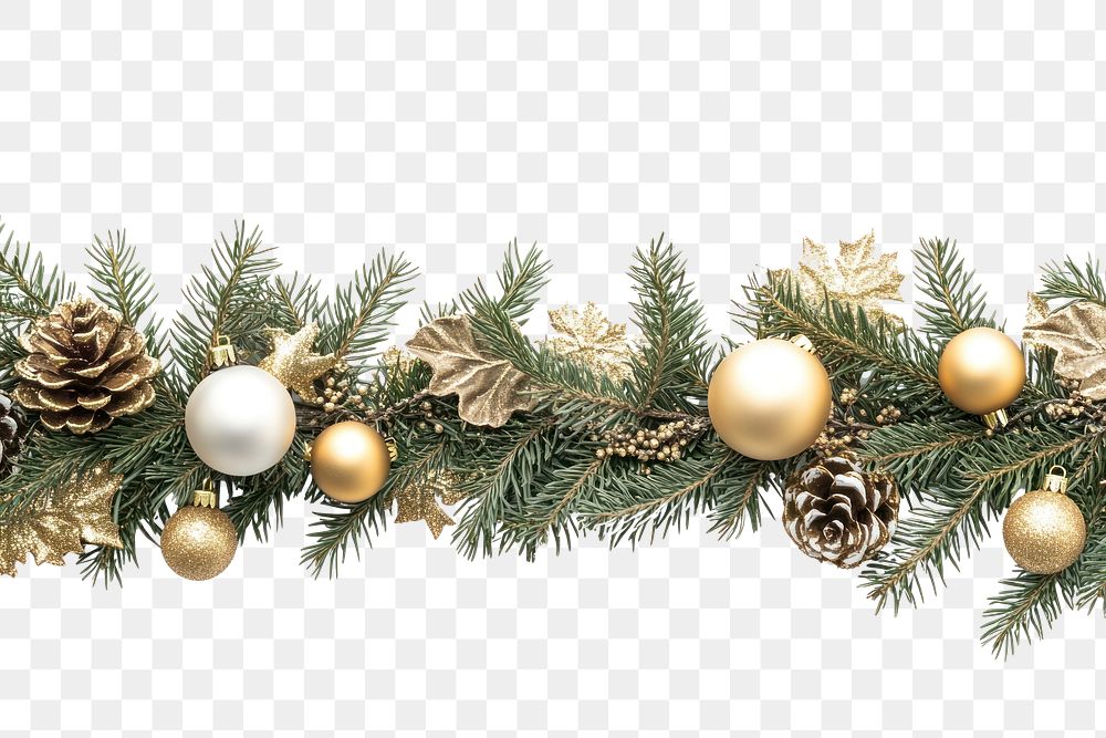 PNG Christmas border decoration gold accessories.