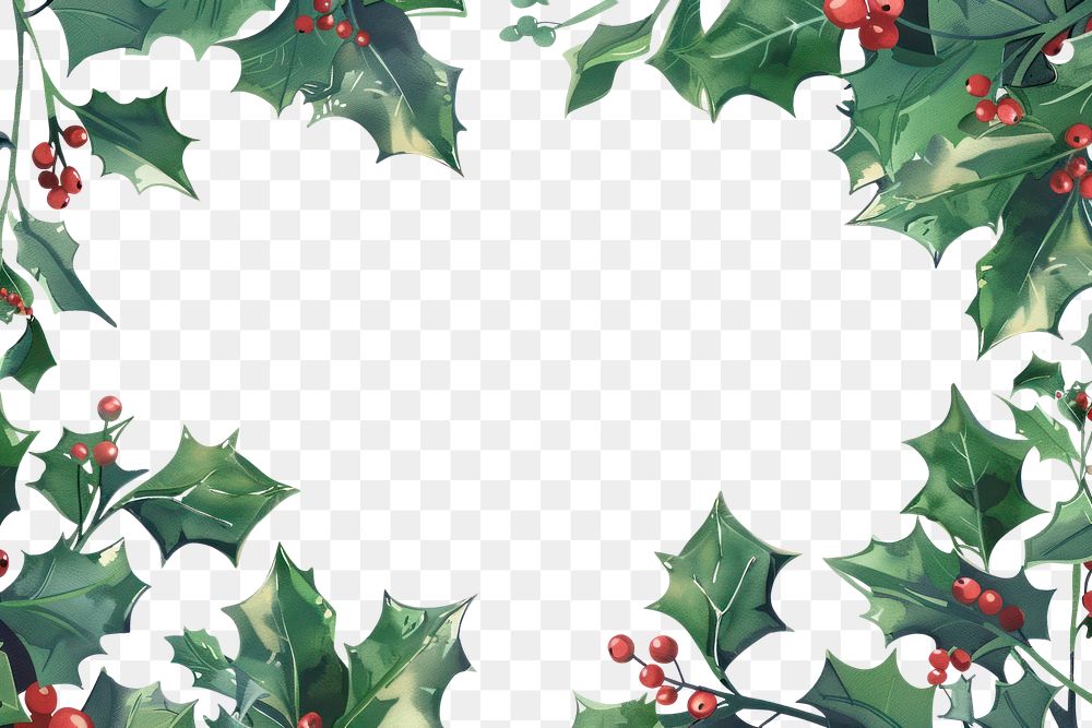 PNG Christmas frame border illustration christmas leaves.