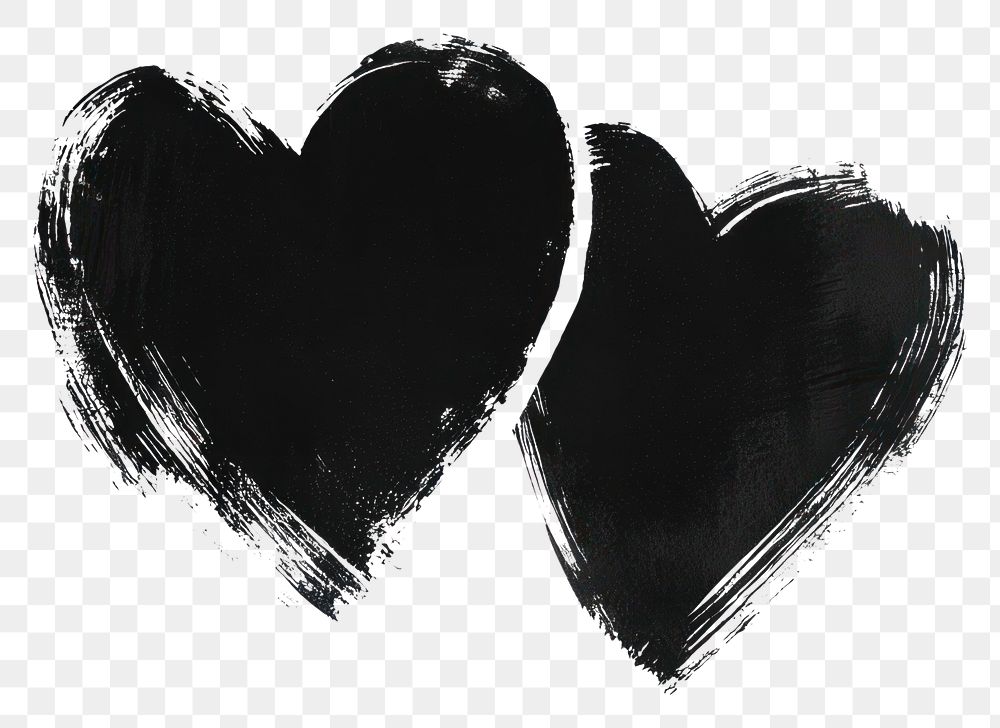 PNG Two mini heart hearts black illustration.