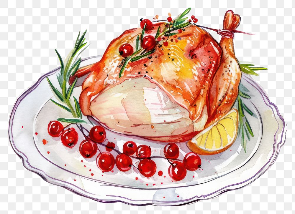 PNG An isolated Christmas Hot honey-glazed gammon dish illustration background holiday.