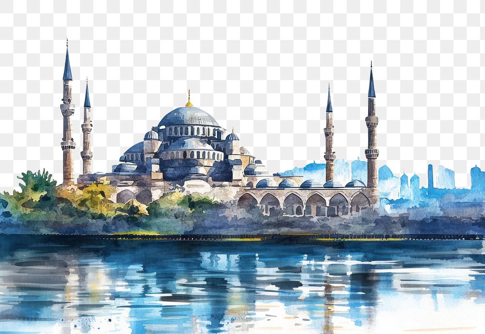 PNG Blue Mosque in Istanbul mosque watercolor istanbul.