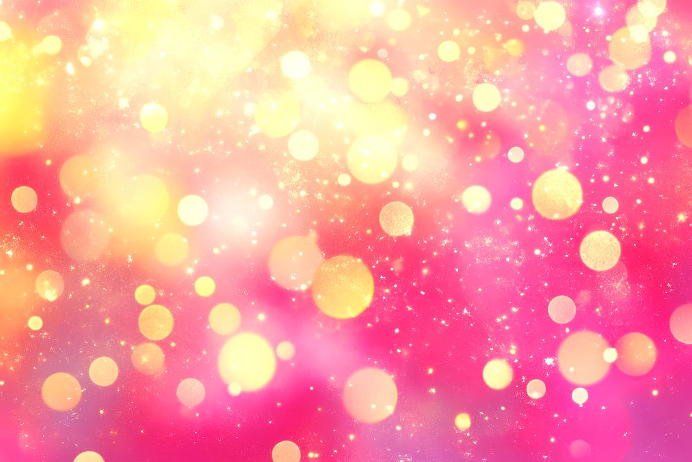 PNG Festive abstract background with golden bokeh lights and glitter on a pink shimmering astronomy sparkling.