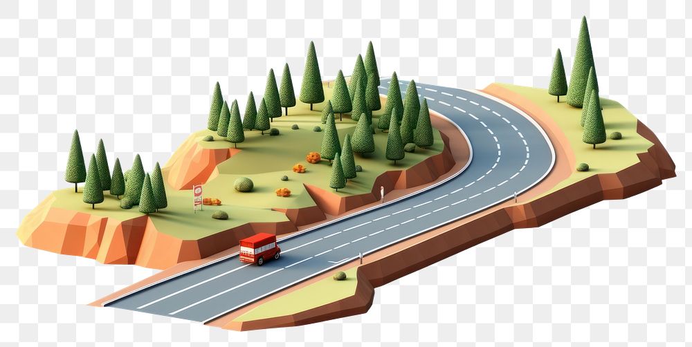 PNG Highway road isometric cartoon white background outdoors. 