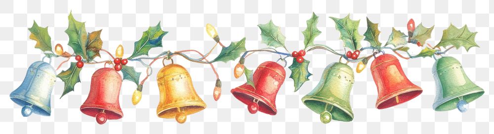 PNG Christmas bell Lights border bells illustration christmas.