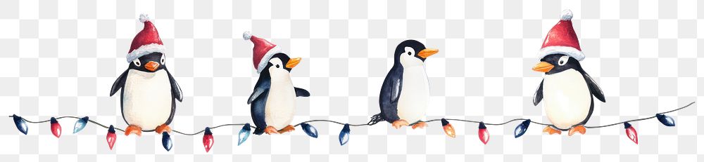 PNG Christmas Penguin Lights border penguins illustration christmas.