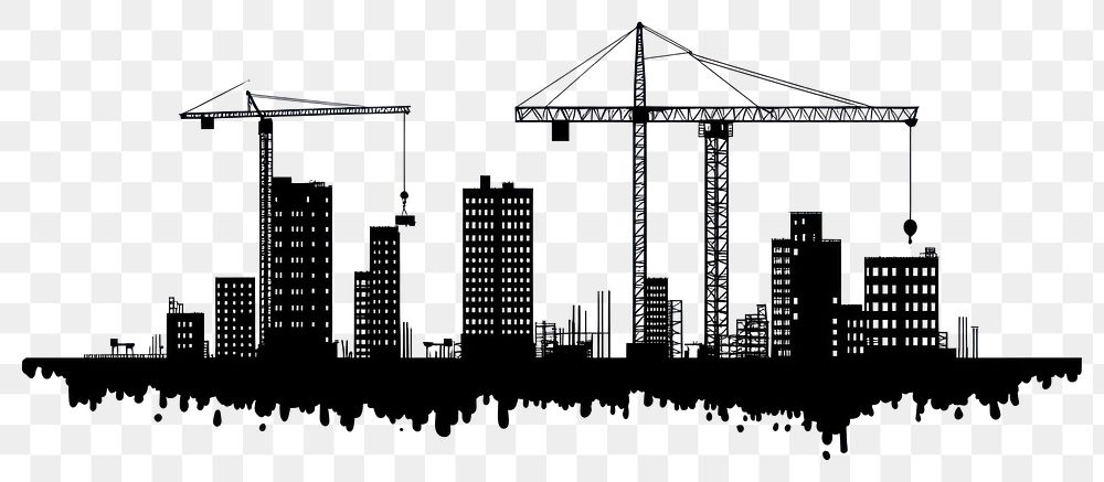 PNG Building construction silhouette urban black.