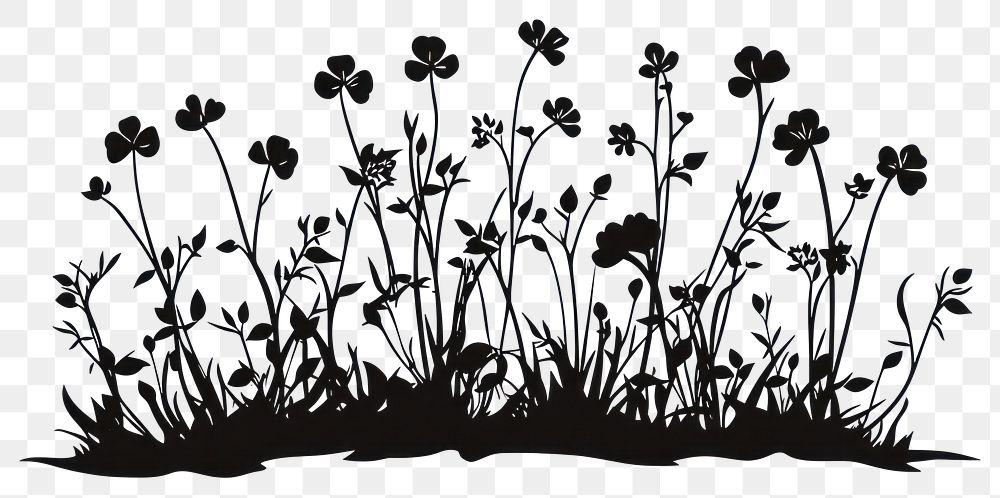 PNG Wildflower bush silhouette wildflowers plants.